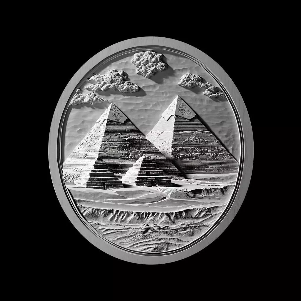 Egyptian Pyramids Medallion Relief 3D print model_0