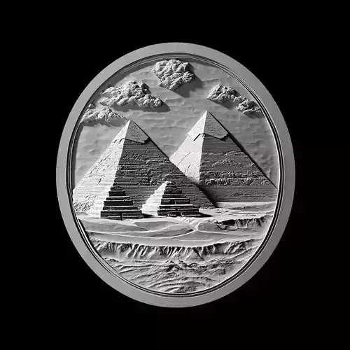 Egyptian Pyramids Medallion Relief