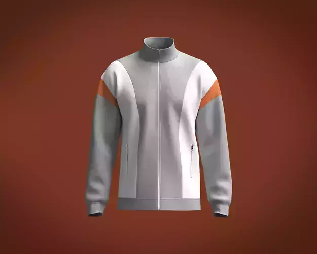 Mens turtleneck jacket with cut and sew color blocking