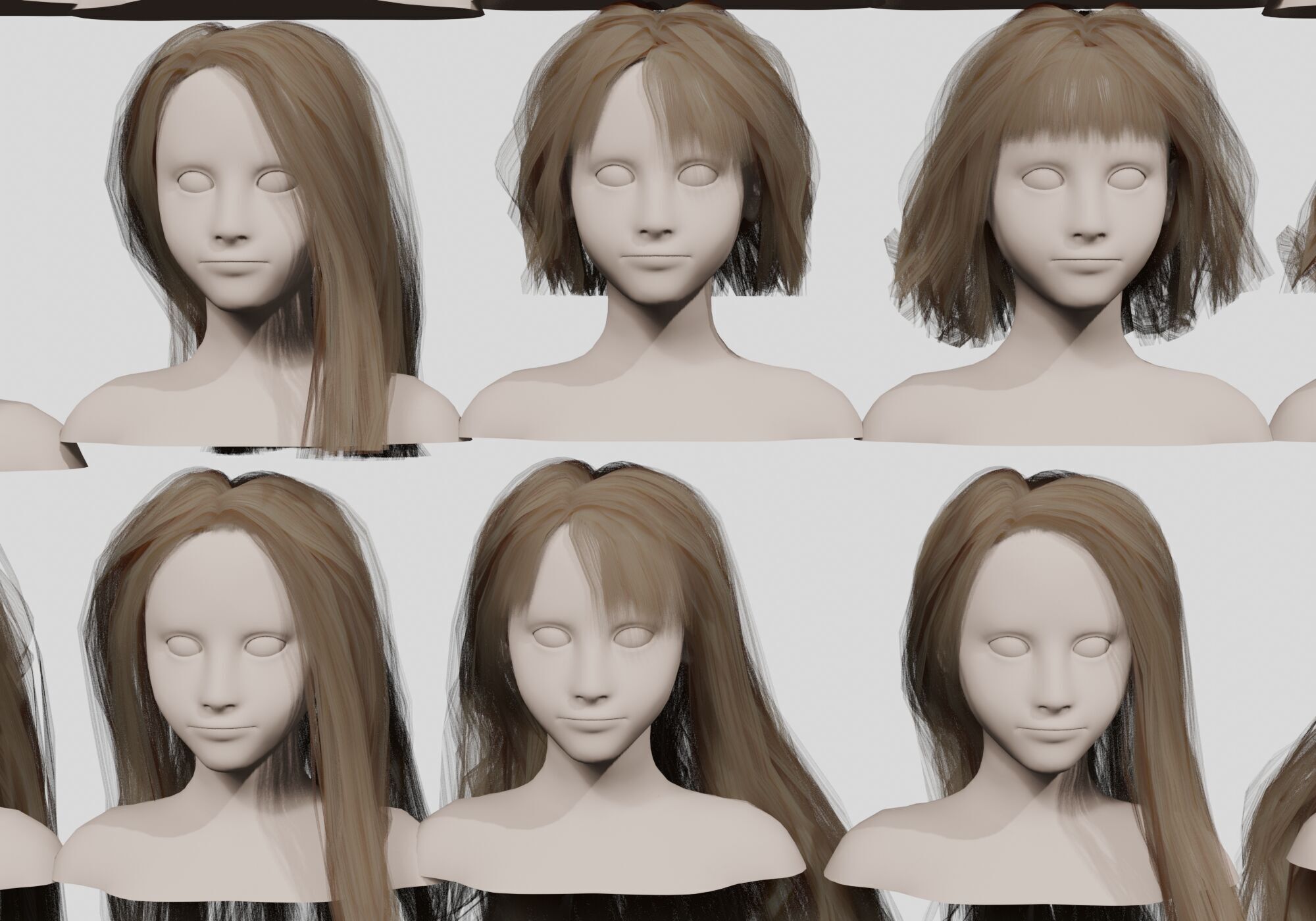 40 Hairstyles collection  Low-poly 3D model_8