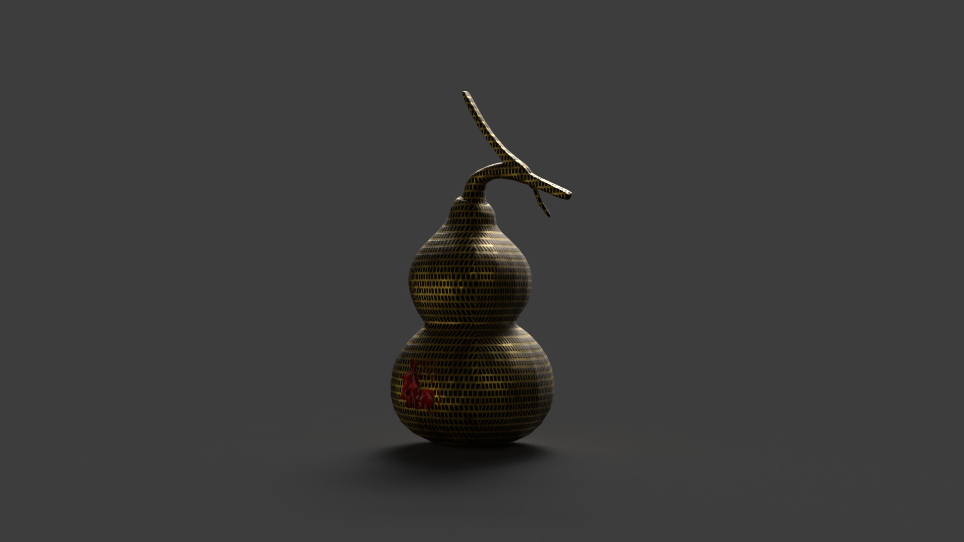  Chinese grid gold gourd figure  Low-poly 3D model_3