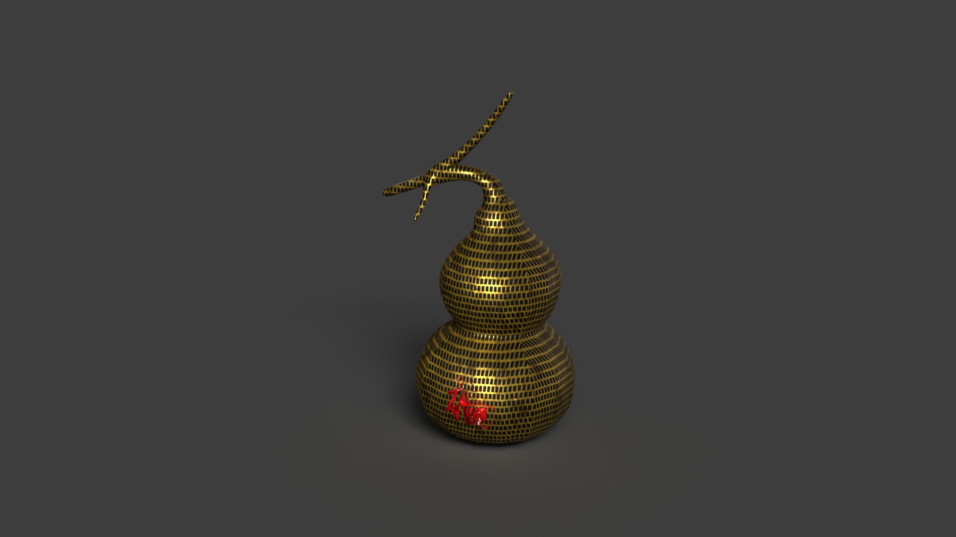 Chinese grid gold gourd figure  Low-poly 3D model_5
