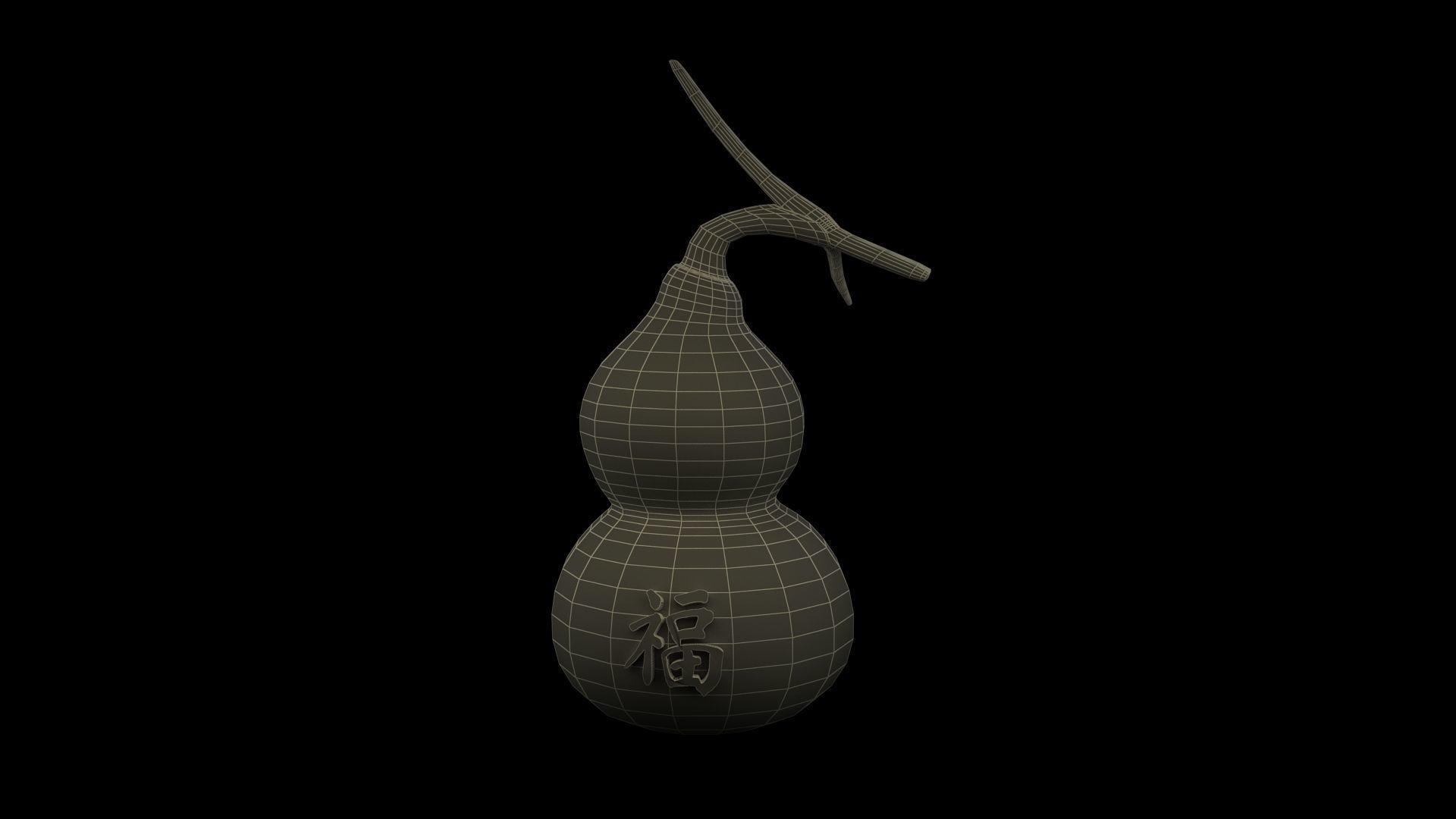  Chinese grid gold gourd figure  Low-poly 3D model_7