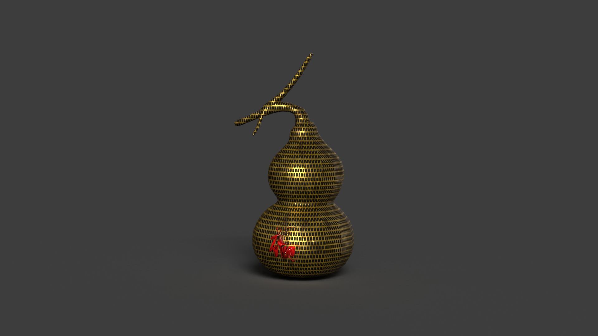  Chinese grid gold gourd figure  Low-poly 3D model_2