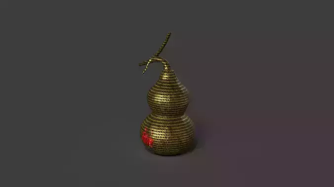  Chinese grid gold gourd figure  Low-poly 3D model