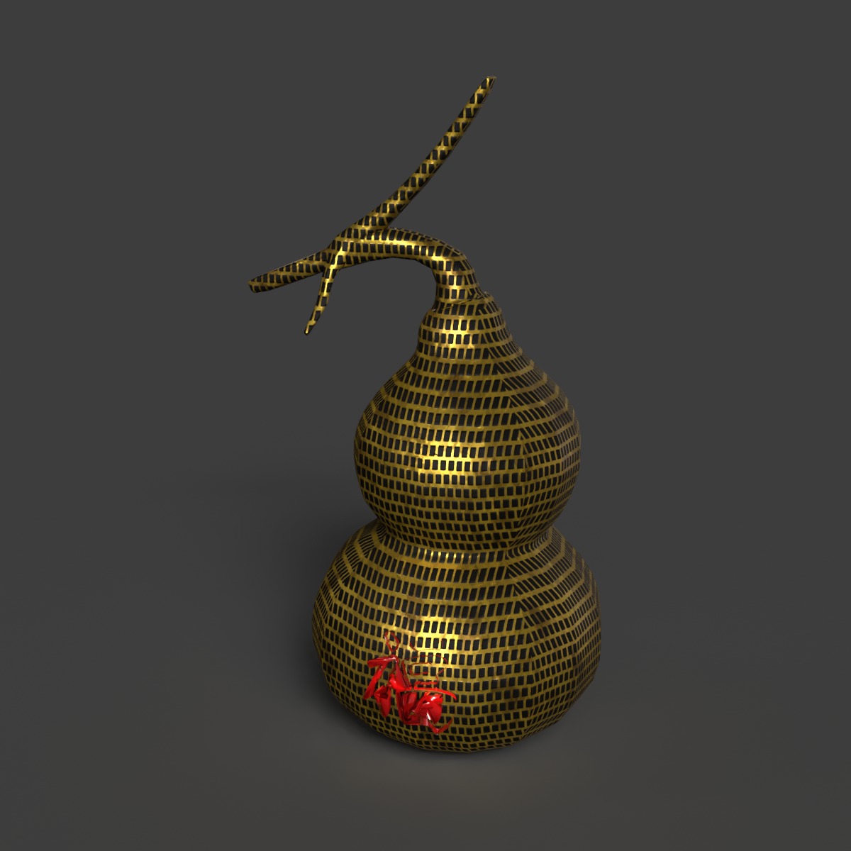  Chinese grid gold gourd figure  Low-poly 3D model_6