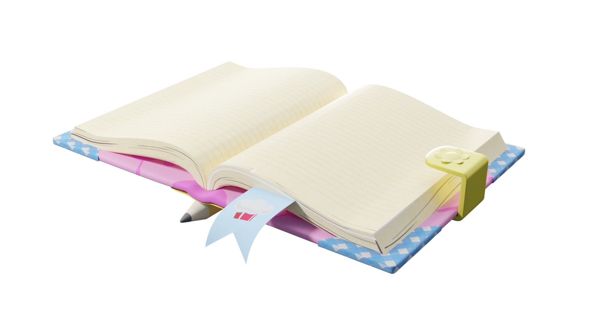 3D Cute Book With Rig 3D model_1