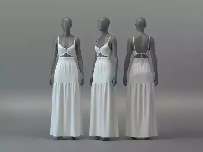 Maxi Beach Dress with Drawstring Detail