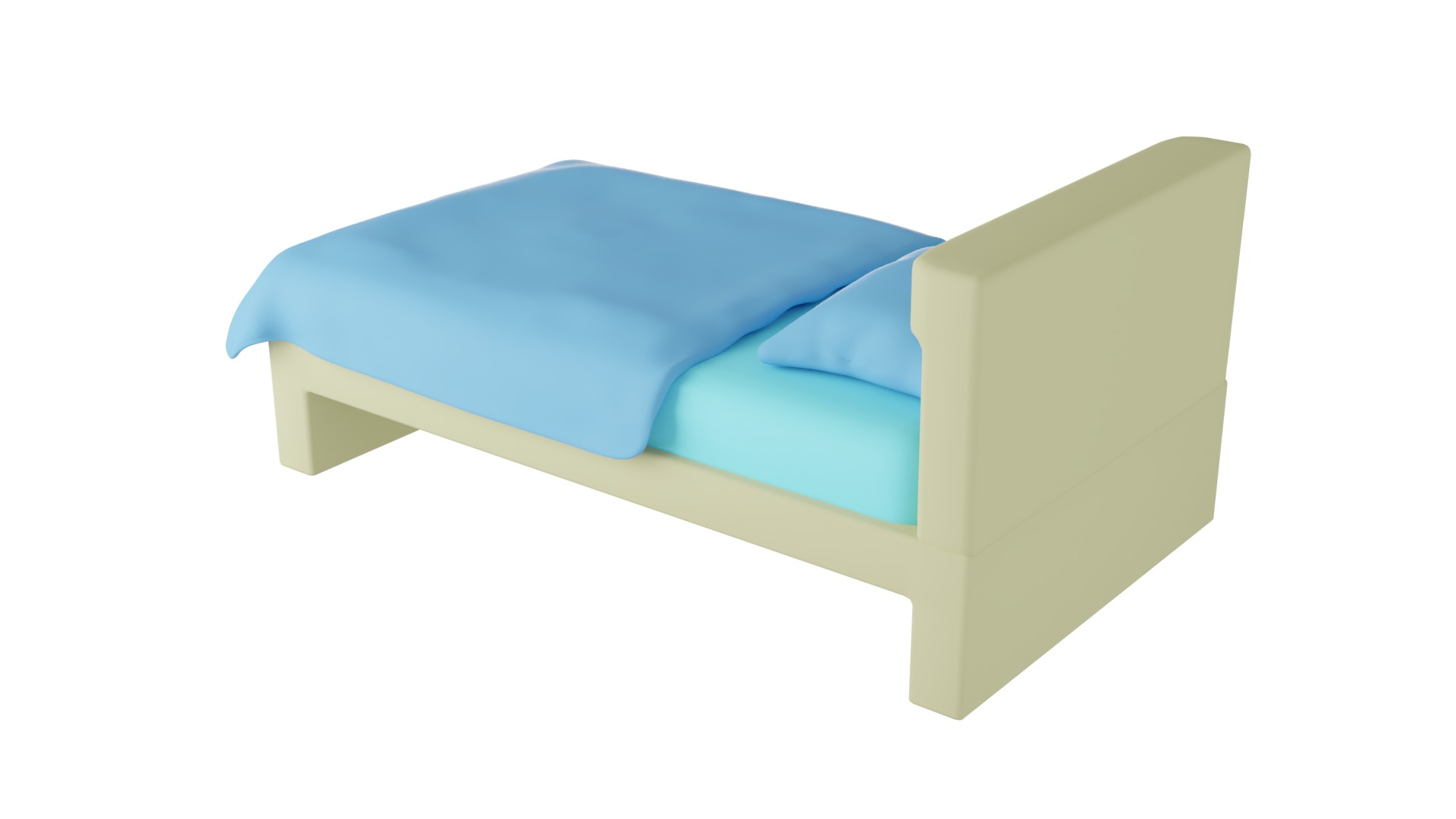 3D Cartoon Mattress Set With Rig 3D model_3