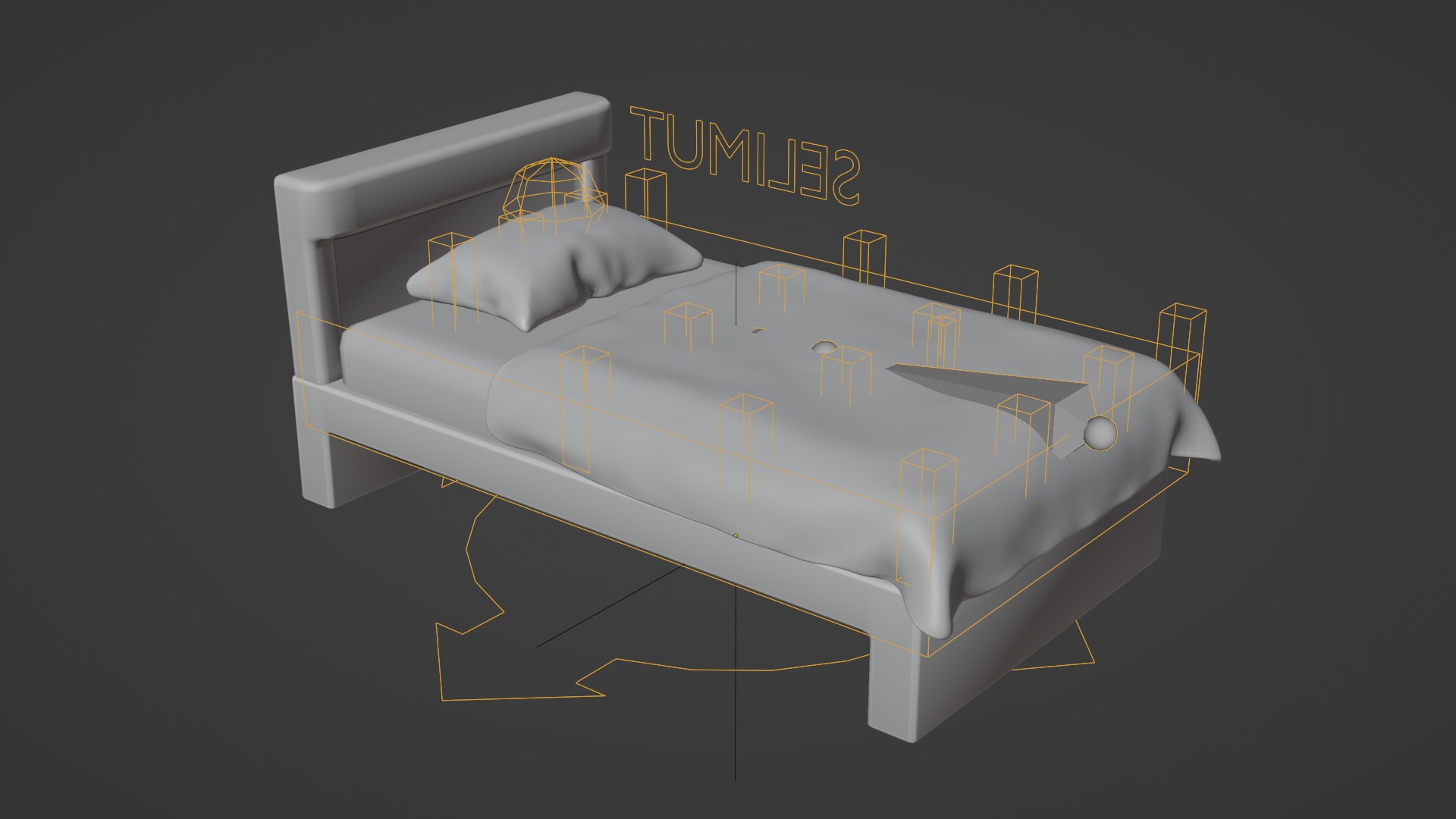 3D Cartoon Mattress Set With Rig 3D model_12