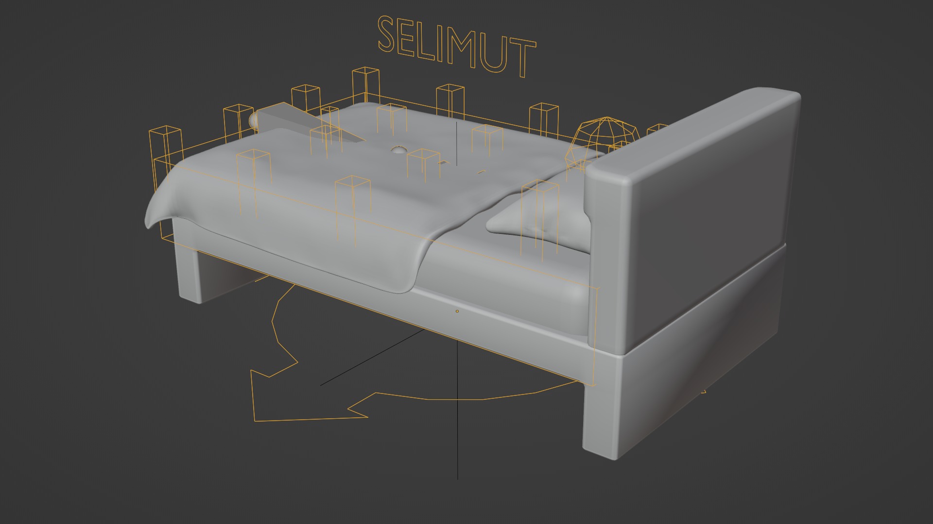 3D Cartoon Mattress Set With Rig 3D model_9