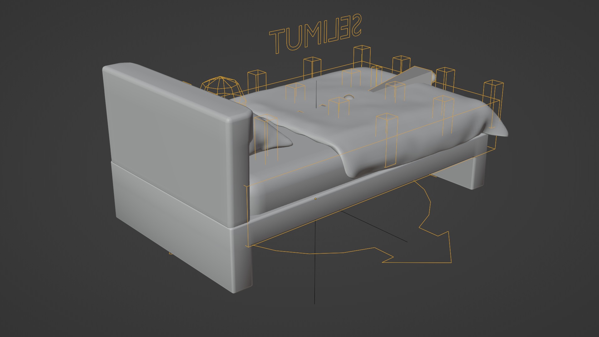 3D Cartoon Mattress Set With Rig 3D model_13