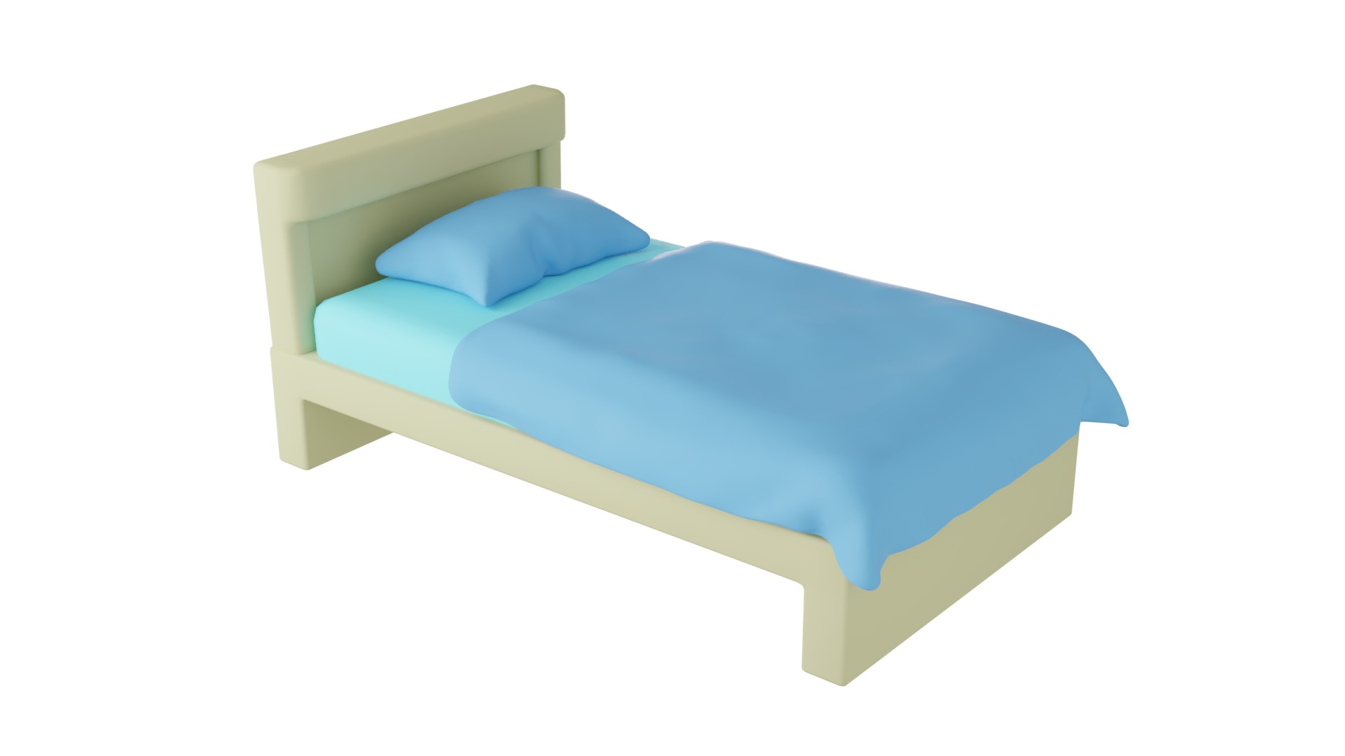 3D Cartoon Mattress Set With Rig 3D model_2