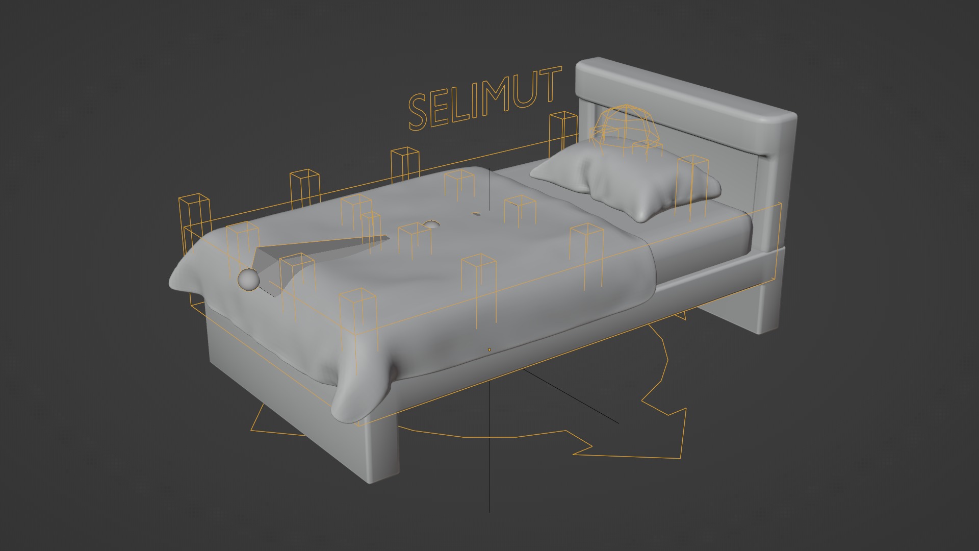 3D Cartoon Mattress Set With Rig 3D model_10