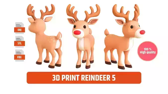 Reindeer cute 5 3d print stl  3D print model