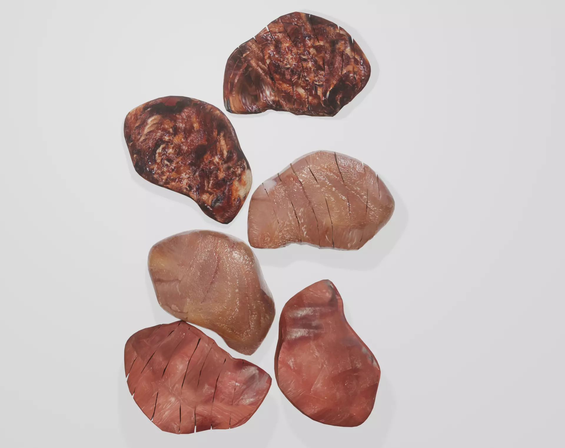 Cooked Frozen And Raw fish 3D model