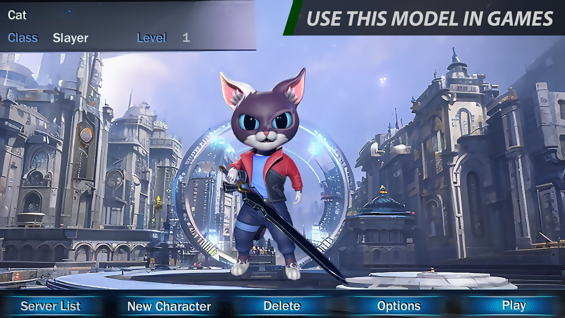 Cat Slayer 003 Low-poly 3D model_14