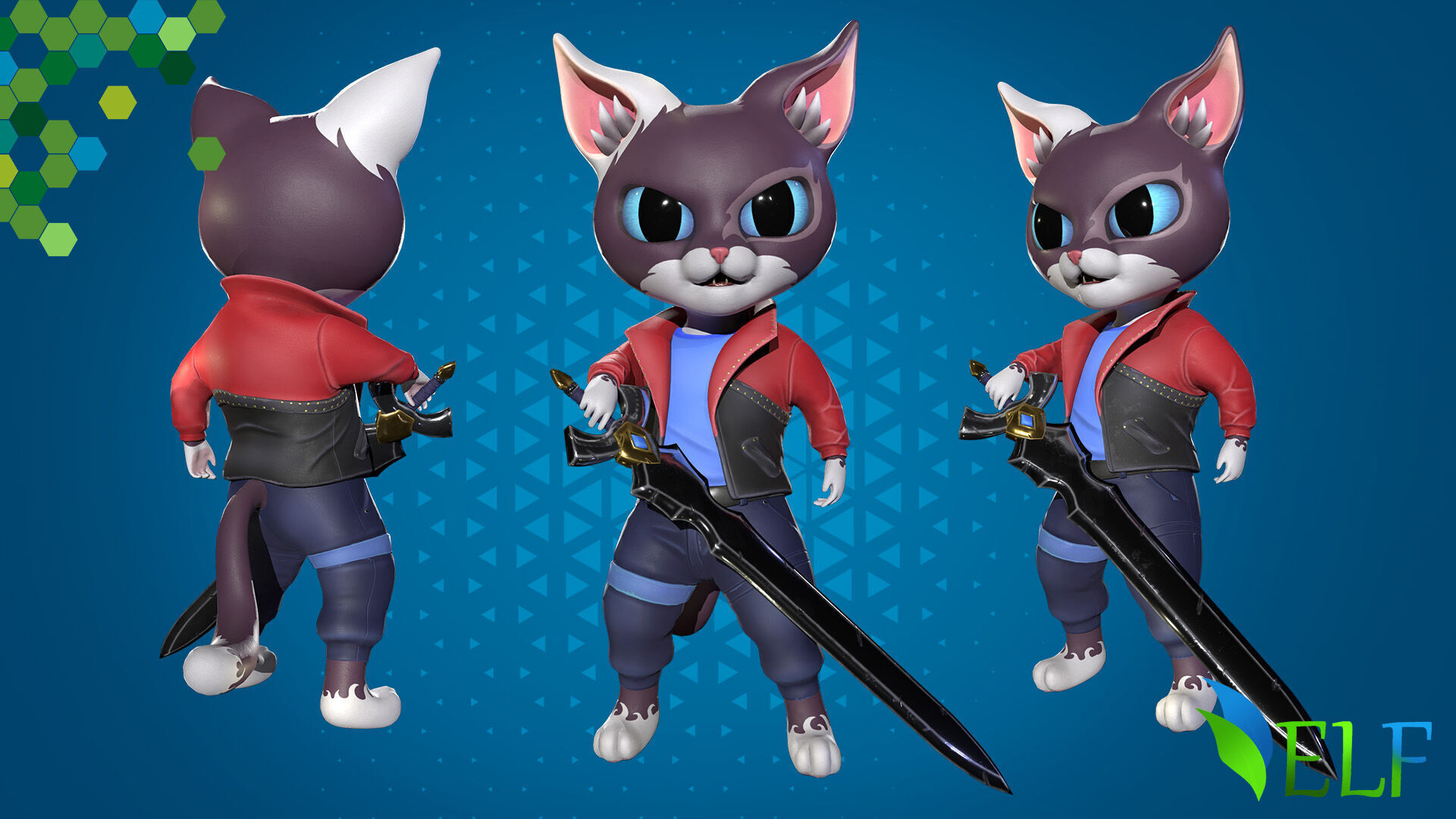 Cat Slayer 003 Low-poly 3D model_6