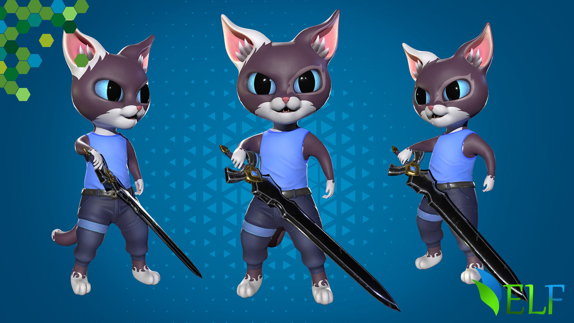 Cat Slayer 003 Low-poly 3D model_7