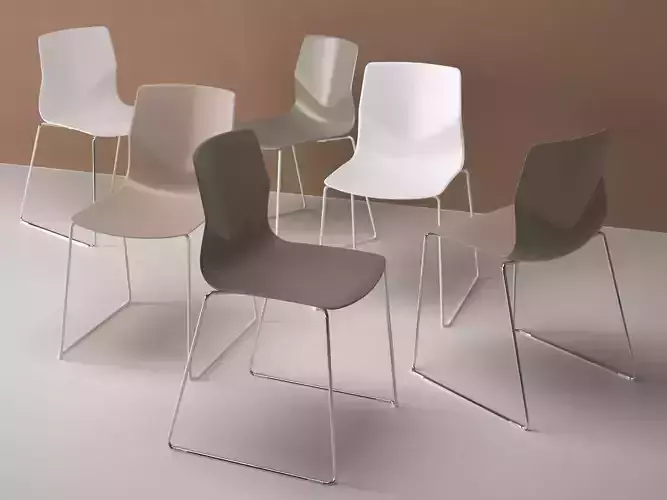 Plastic Chair with Sled Base 3D model