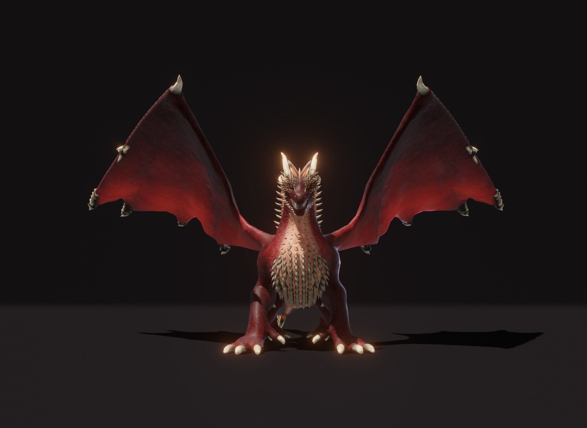 Realistic Red Dragon Animated 3D Model Low-poly 3D model_10