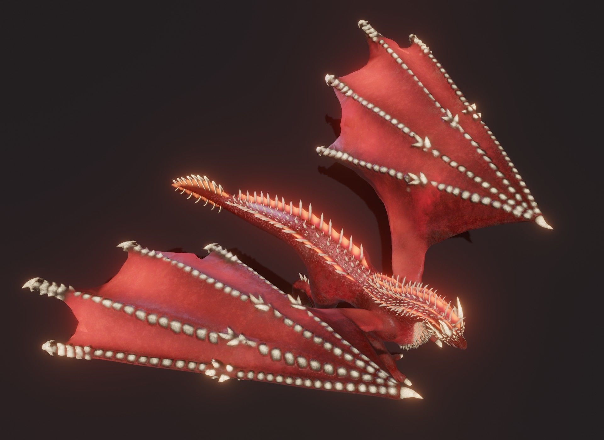 Realistic Red Dragon Animated 3D Model Low-poly 3D model_7