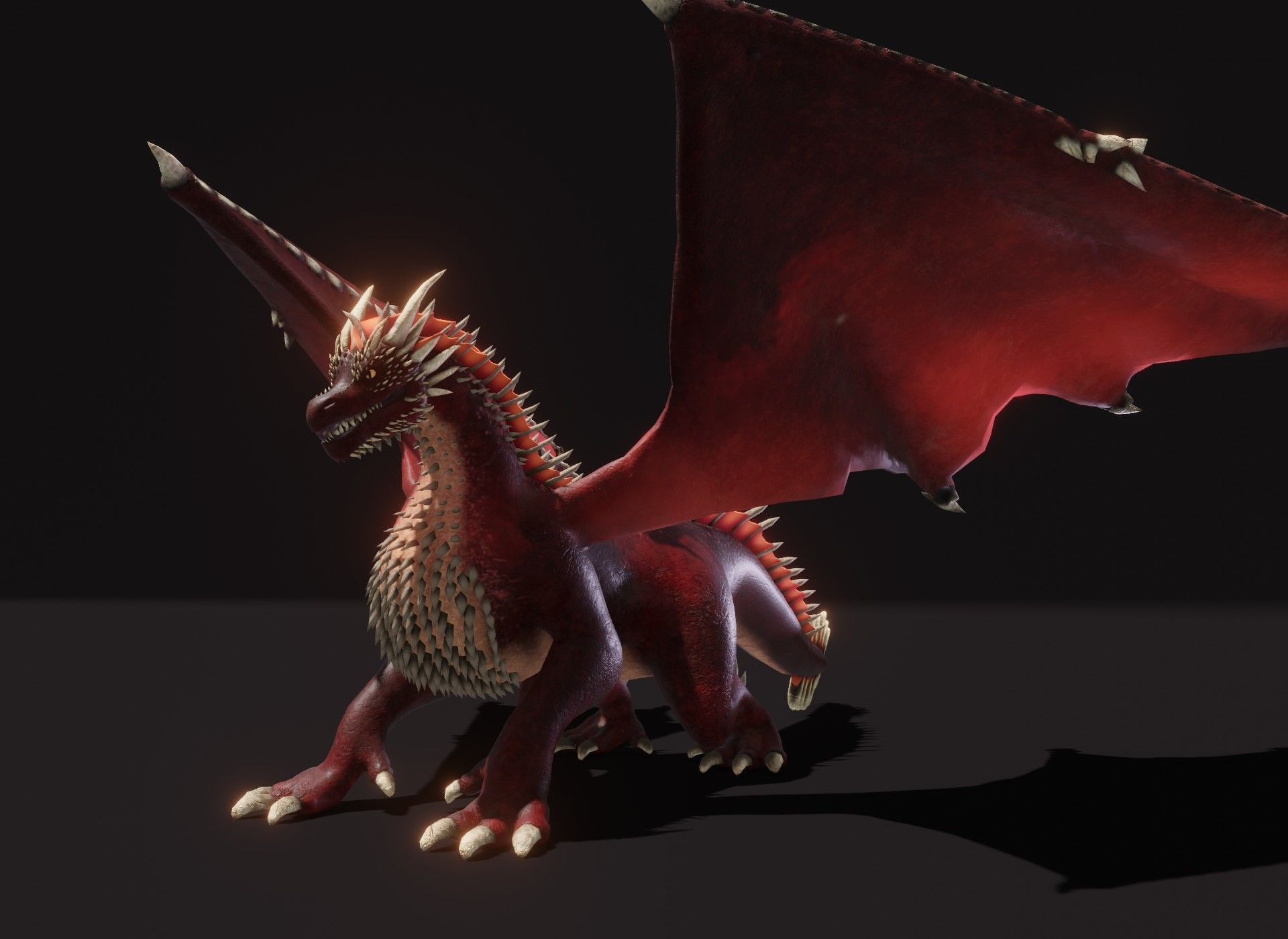 Realistic Red Dragon Animated 3D Model Low-poly 3D model_9