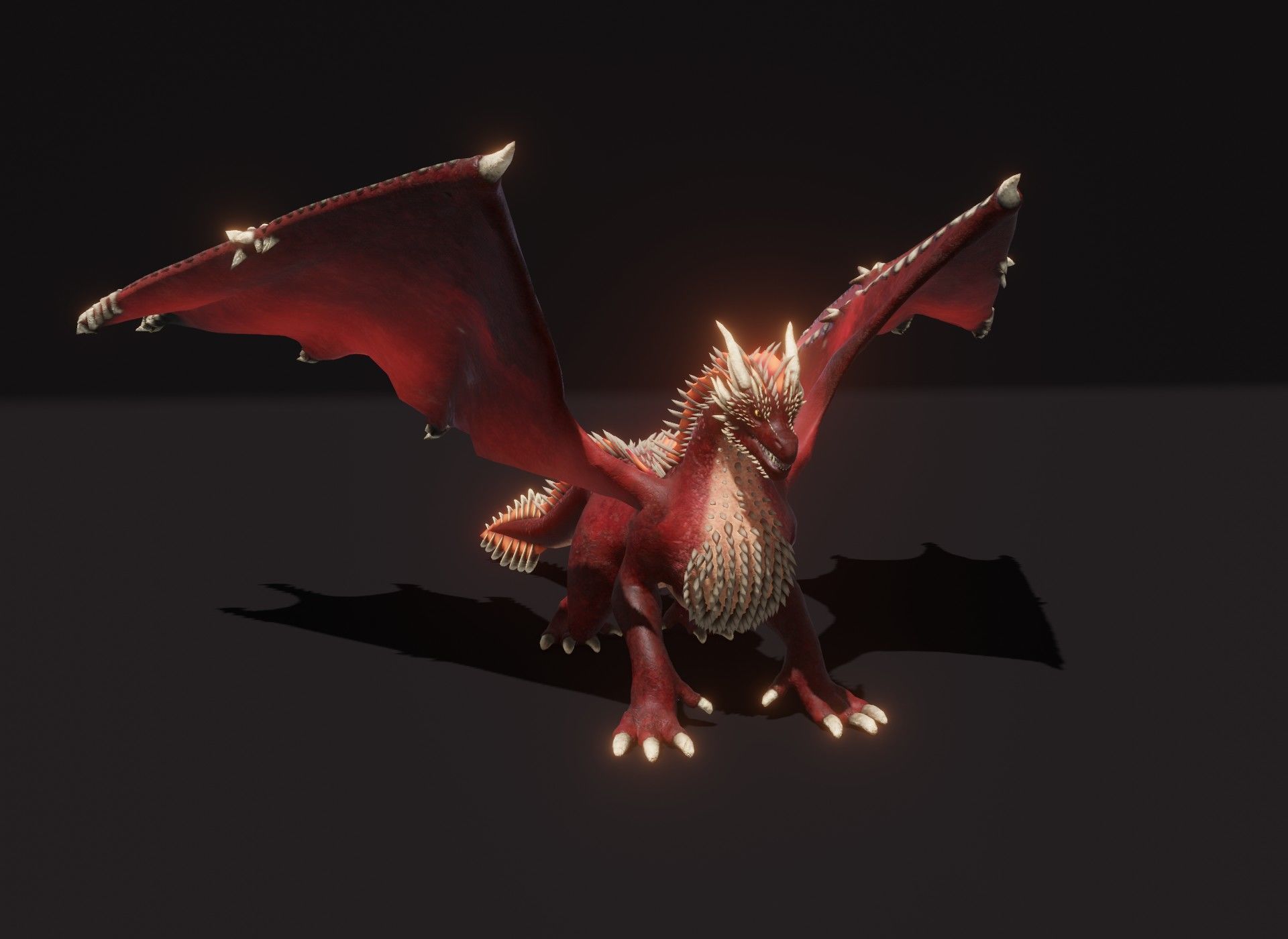 Realistic Red Dragon Animated 3D Model Low-poly 3D model_11