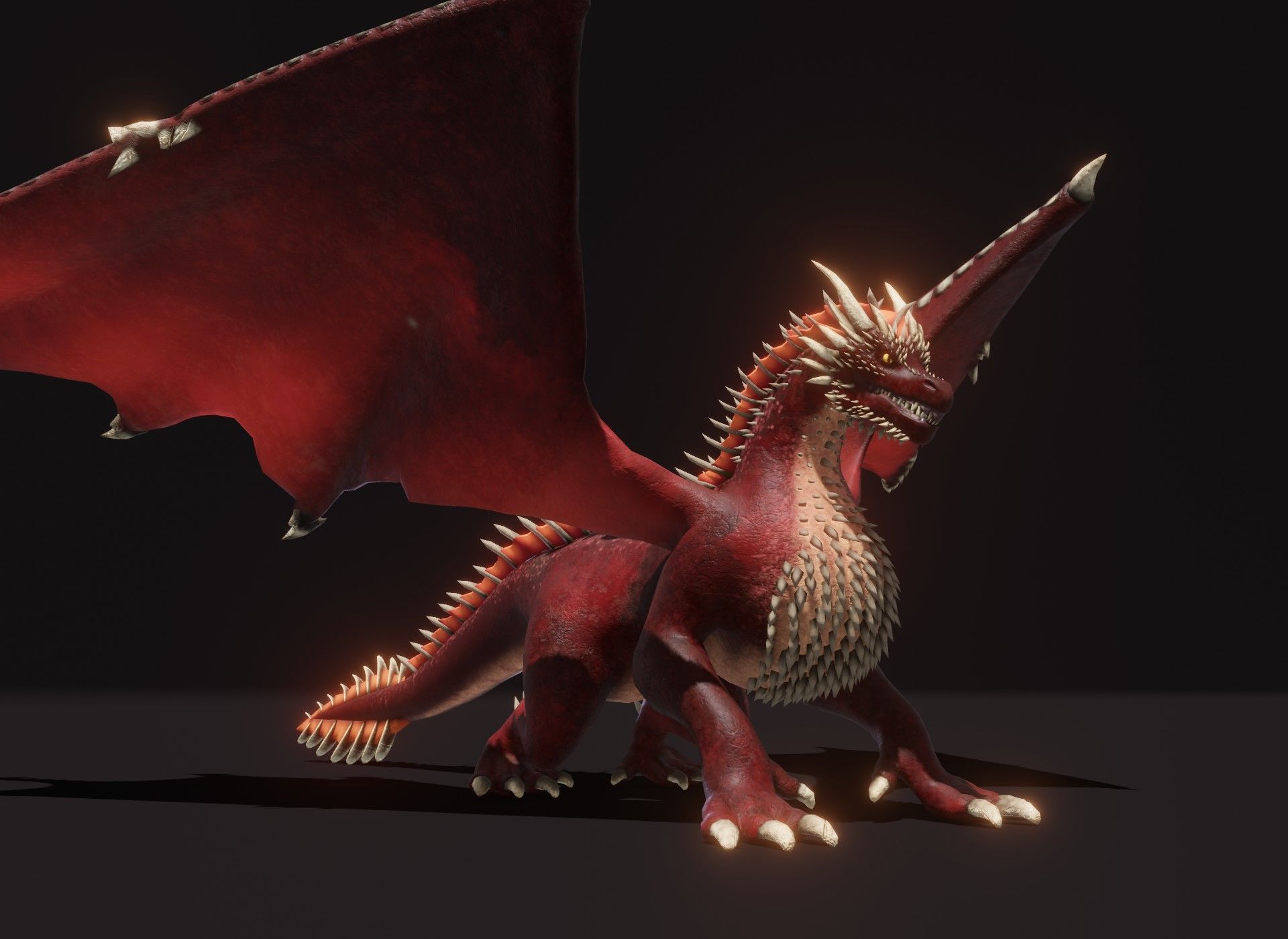 Realistic Red Dragon Animated 3D Model Low-poly 3D model_5