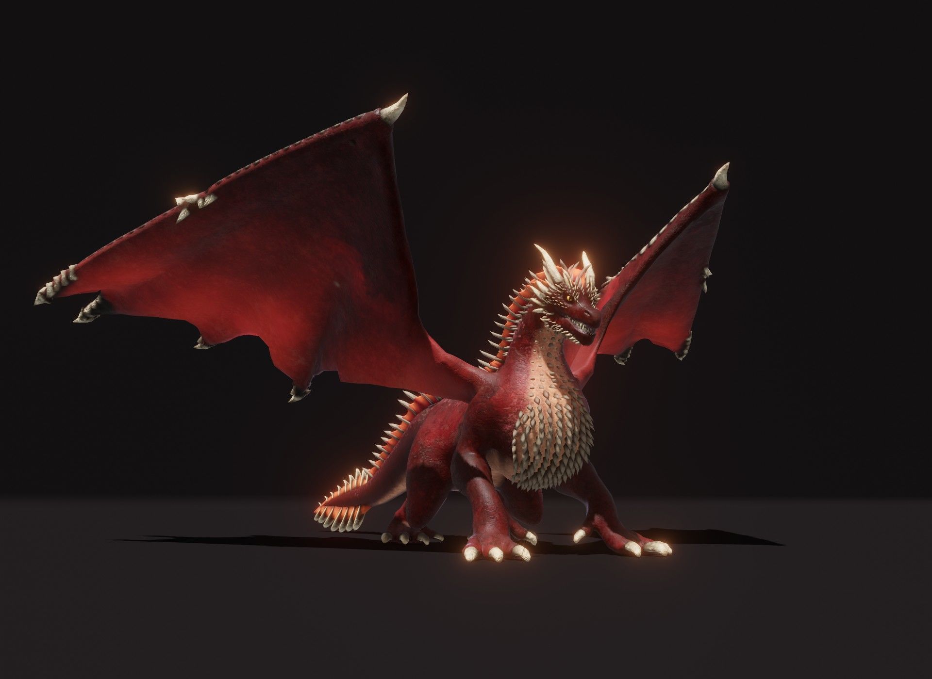 Realistic Red Dragon Animated 3D Model Low-poly 3D model_14