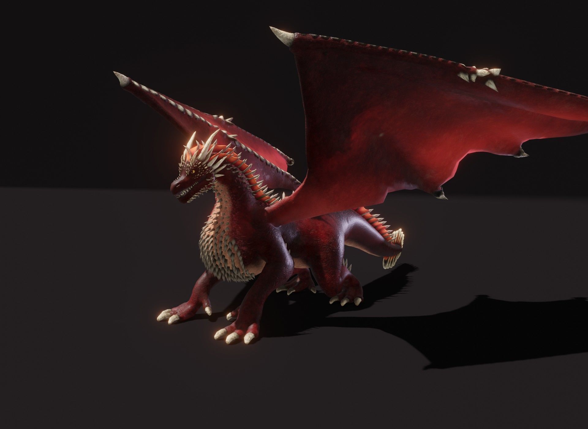 Realistic Red Dragon Animated 3D Model Low-poly 3D model_6