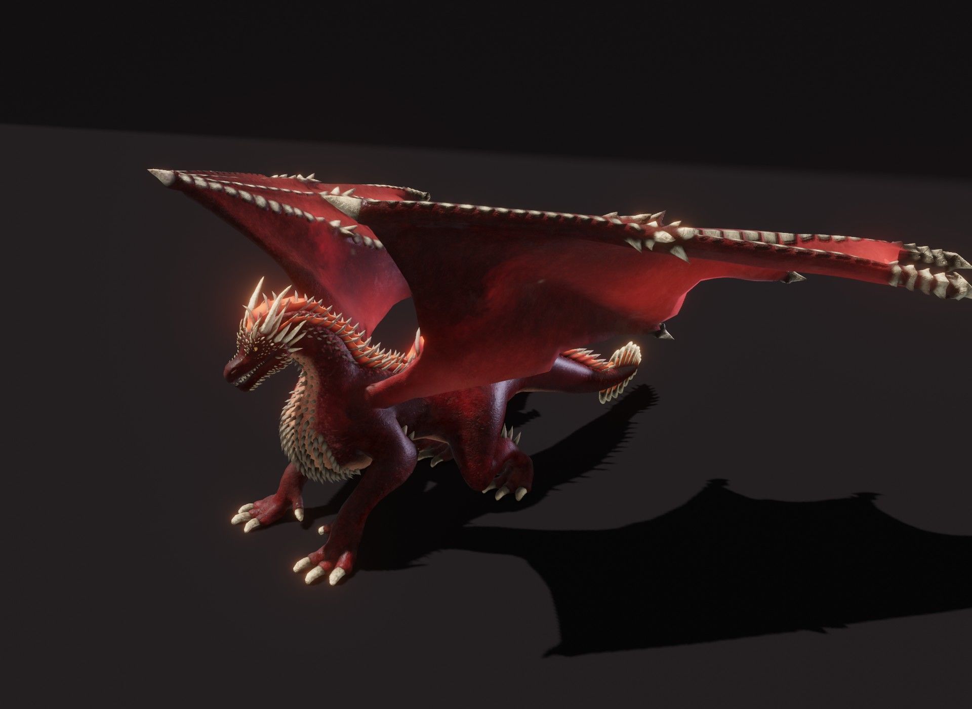 Realistic Red Dragon Animated 3D Model Low-poly 3D model_12