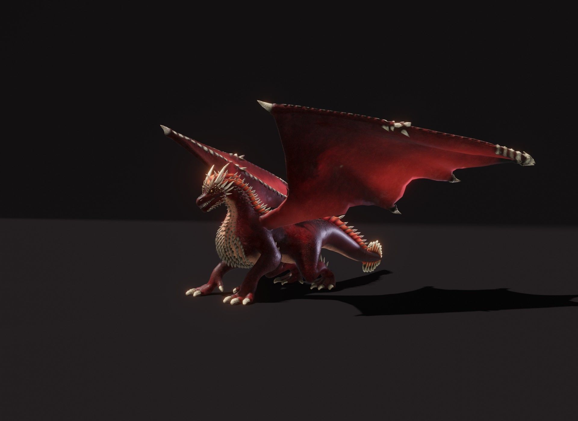 Realistic Red Dragon Animated 3D Model Low-poly 3D model_17
