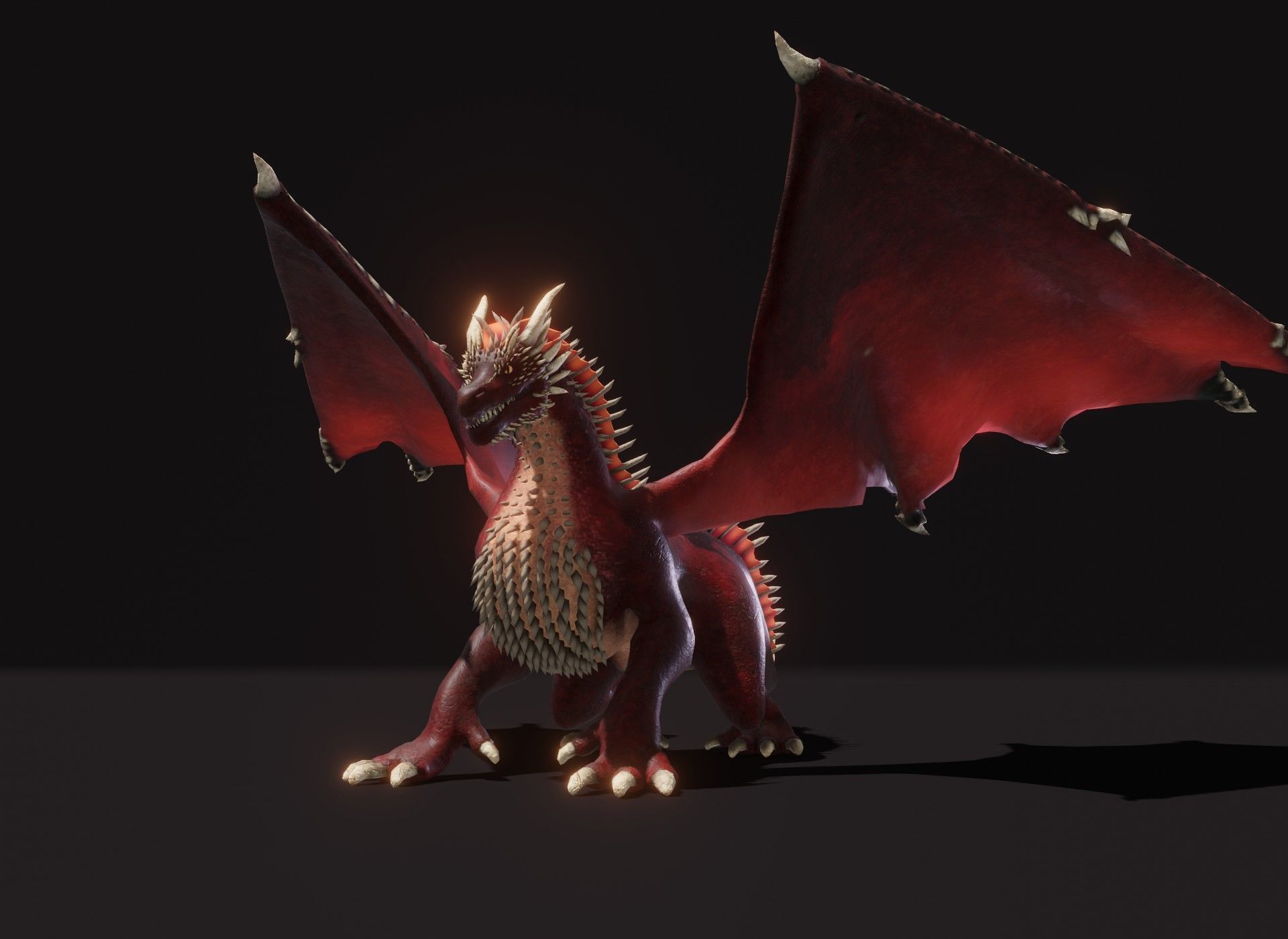 Realistic Red Dragon Animated 3D Model Low-poly 3D model_18