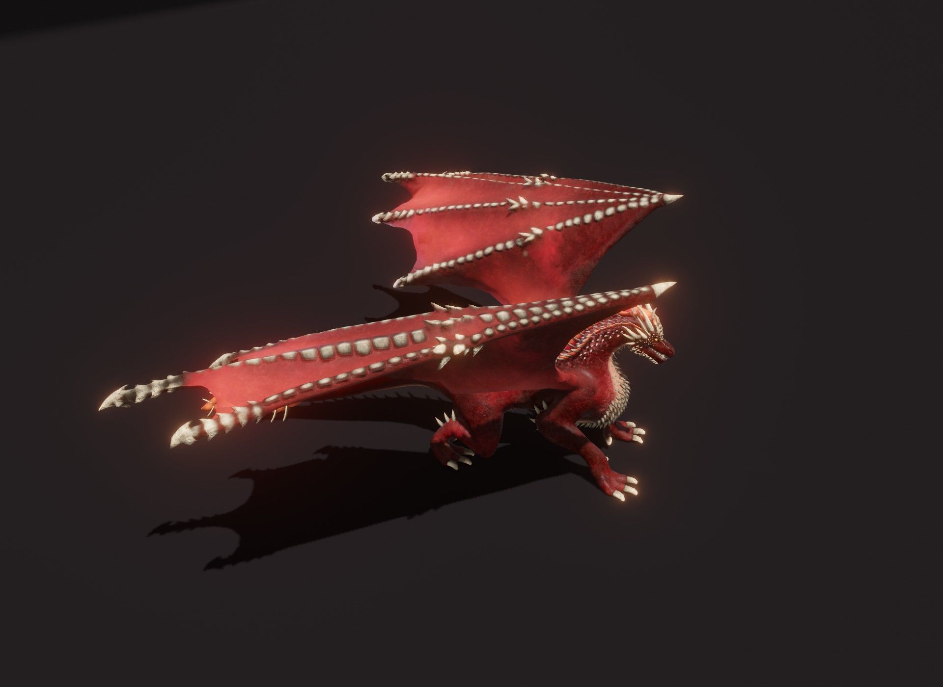 Realistic Red Dragon Animated 3D Model Low-poly 3D model_21