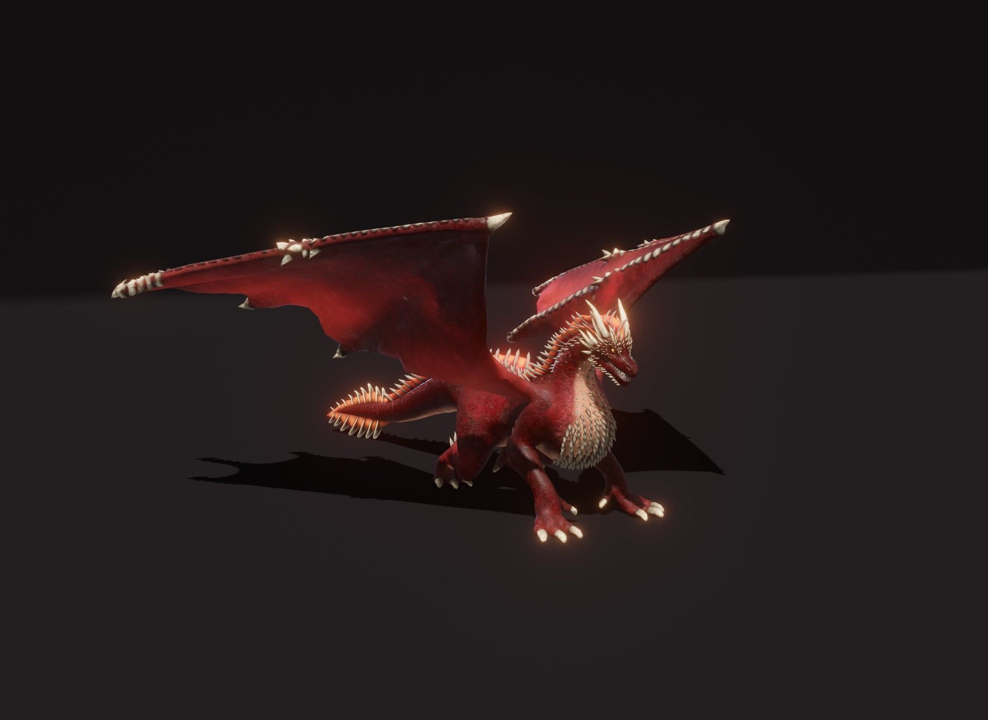 Realistic Red Dragon Animated 3D Model Low-poly 3D model_20