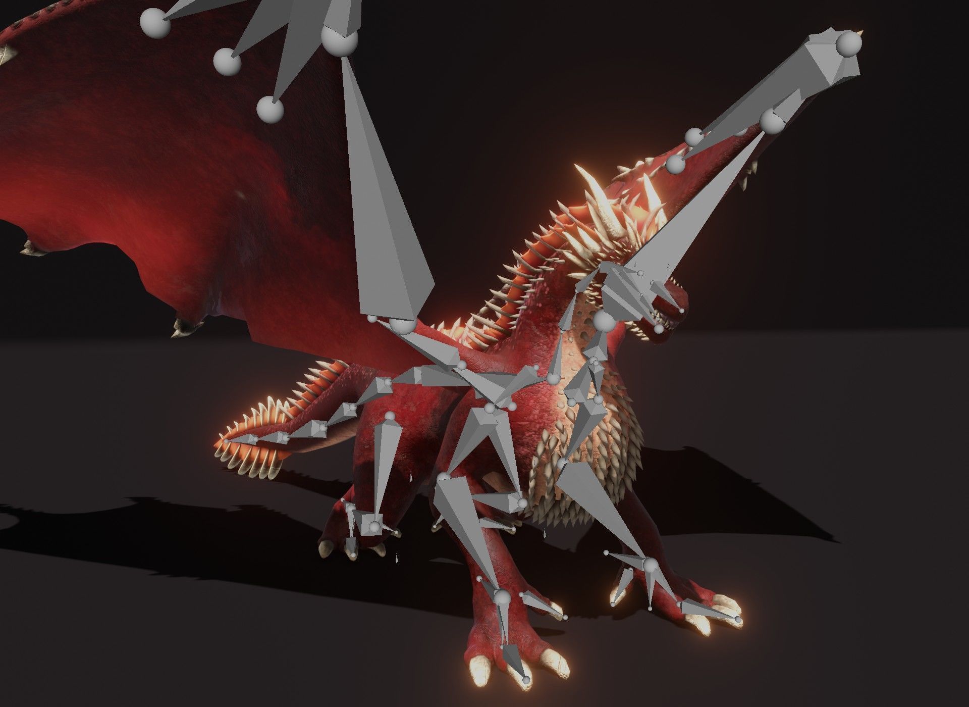 Realistic Red Dragon Animated 3D Model Low-poly 3D model_24