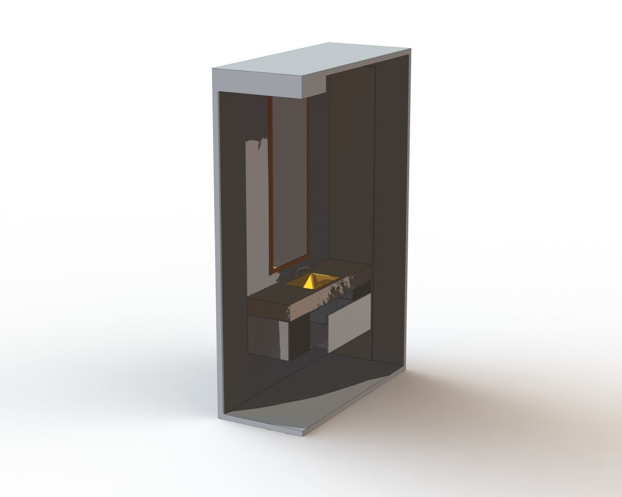 Bathroom Wash Hand Unit Mirror 3D print model_4