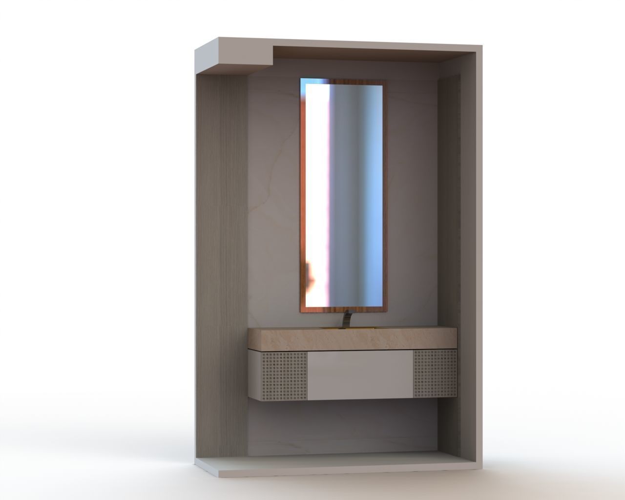 Bathroom Wash Hand Unit Mirror 3D print model_2