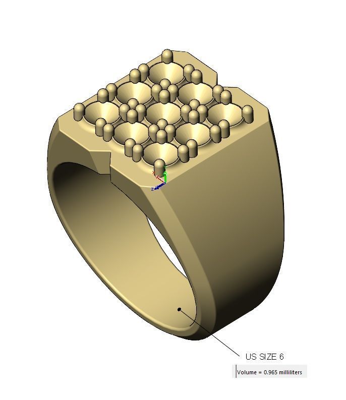 Iced square carved diamond signet ring Us sizes 6to12 3D print model_18