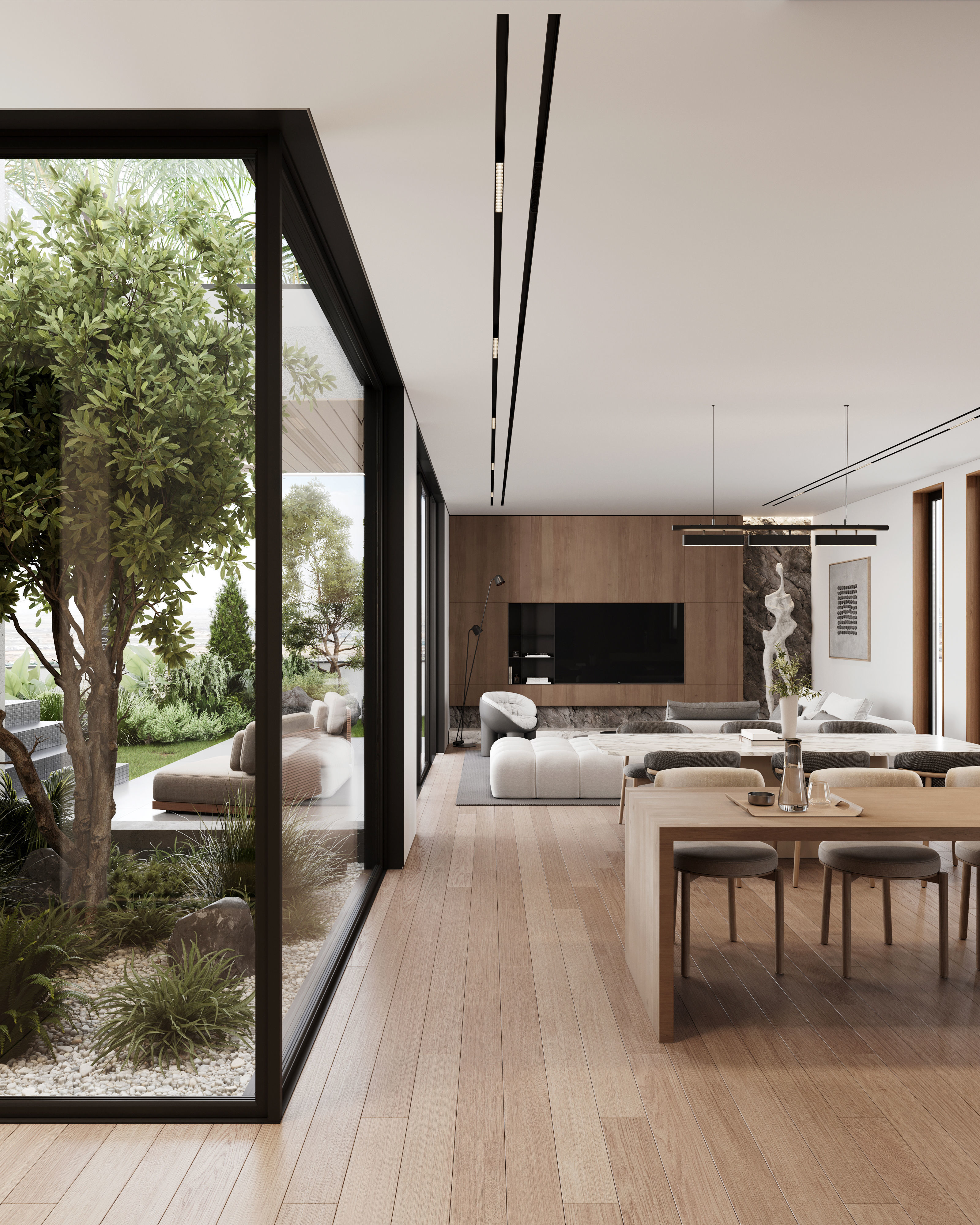 AR-24092 Cozy Space - Living room-Kitchen-Hallway 3D Scene 3D model_1