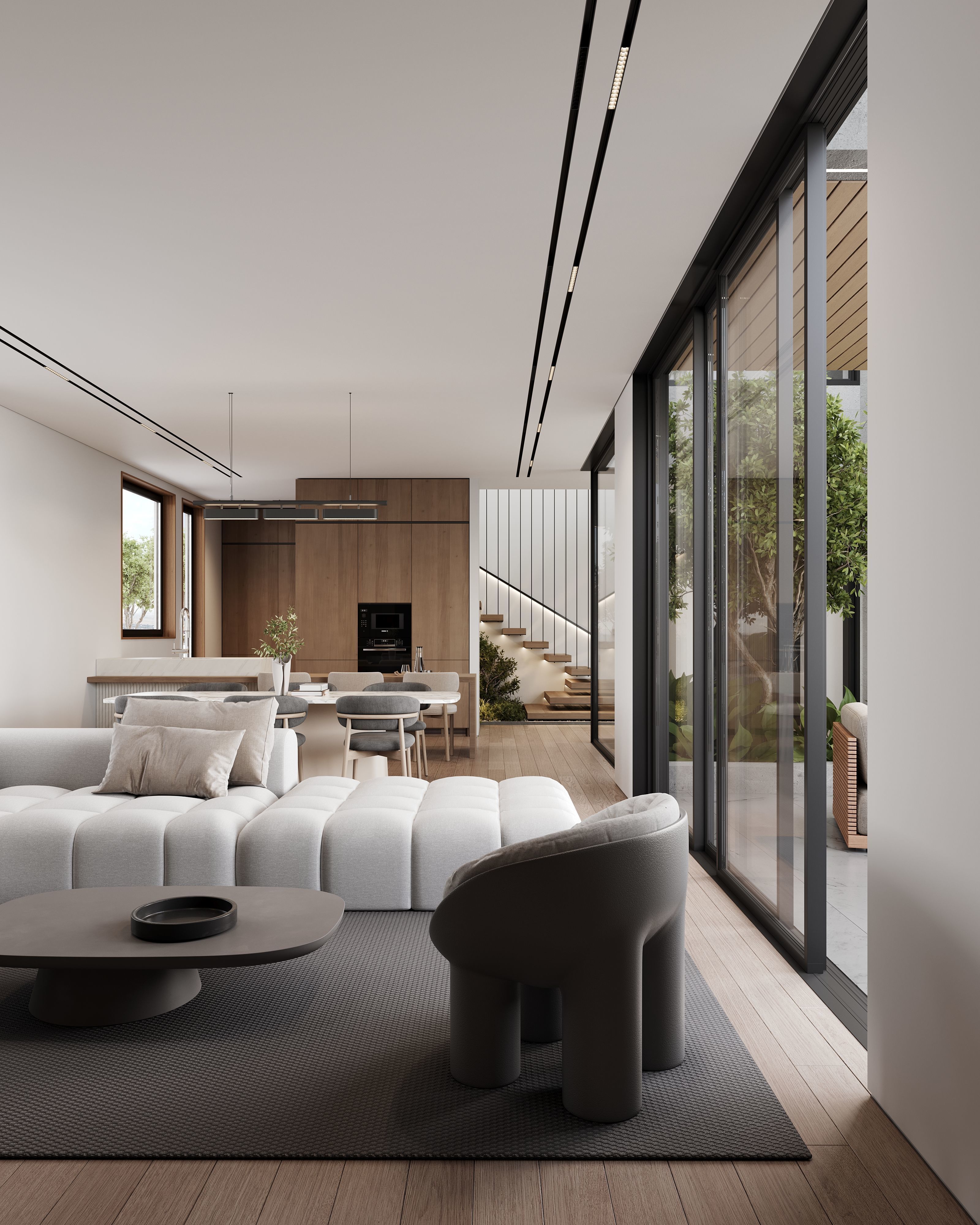 AR-24092 Cozy Space - Living room-Kitchen-Hallway 3D Scene 3D model_2