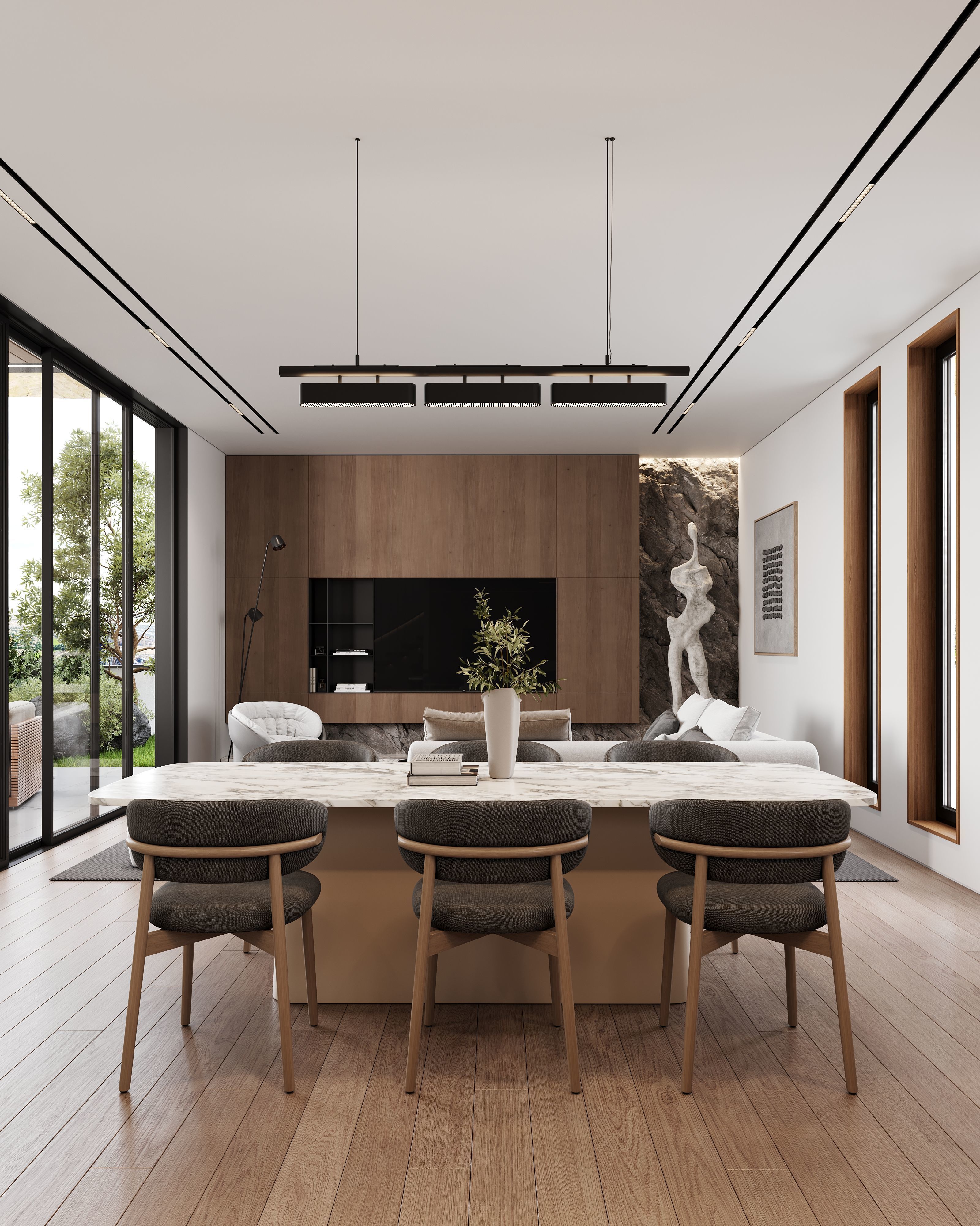 AR-24092 Cozy Space - Living room-Kitchen-Hallway 3D Scene 3D model_3