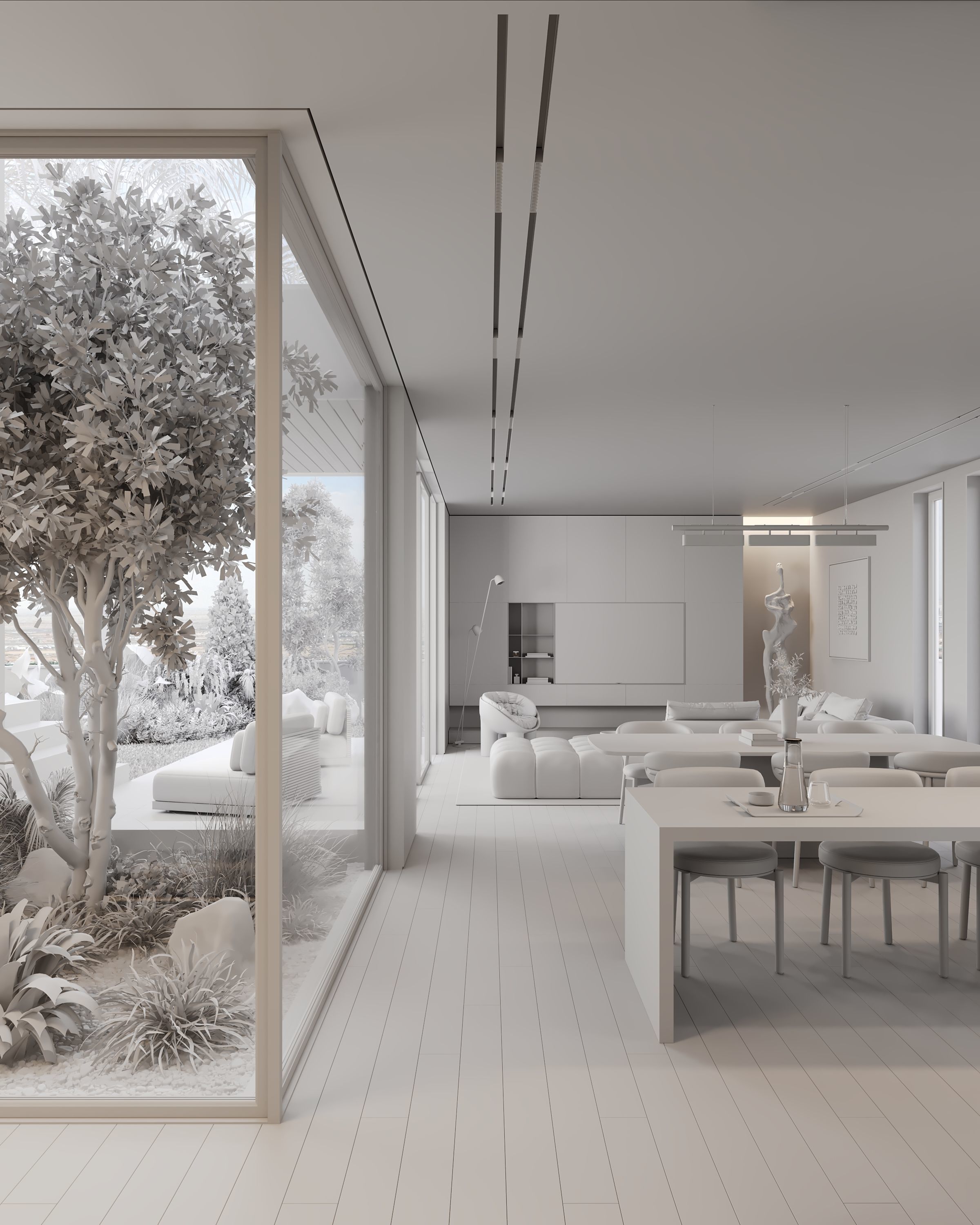 AR-24092 Cozy Space - Living room-Kitchen-Hallway 3D Scene 3D model_4