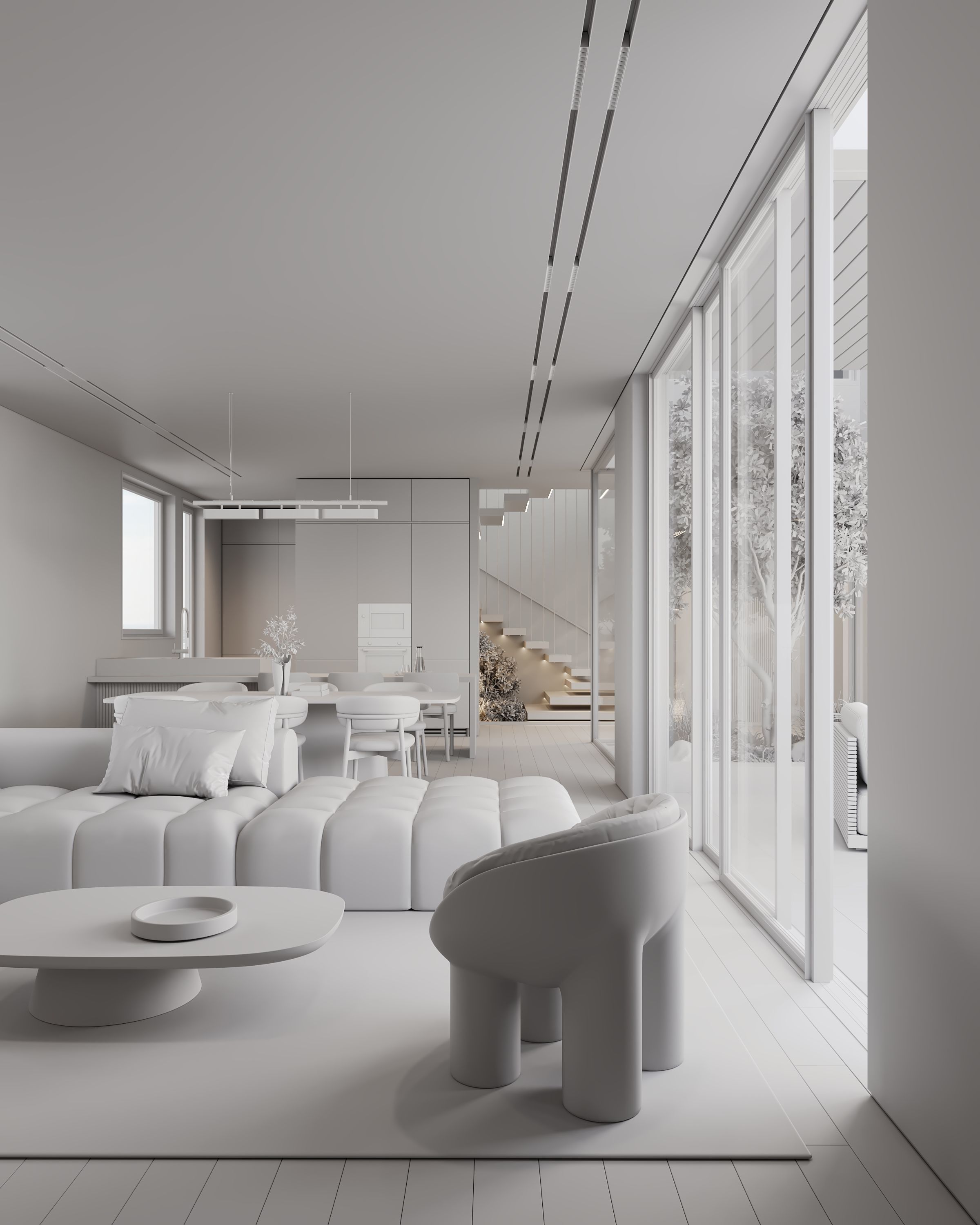 AR-24092 Cozy Space - Living room-Kitchen-Hallway 3D Scene 3D model_5