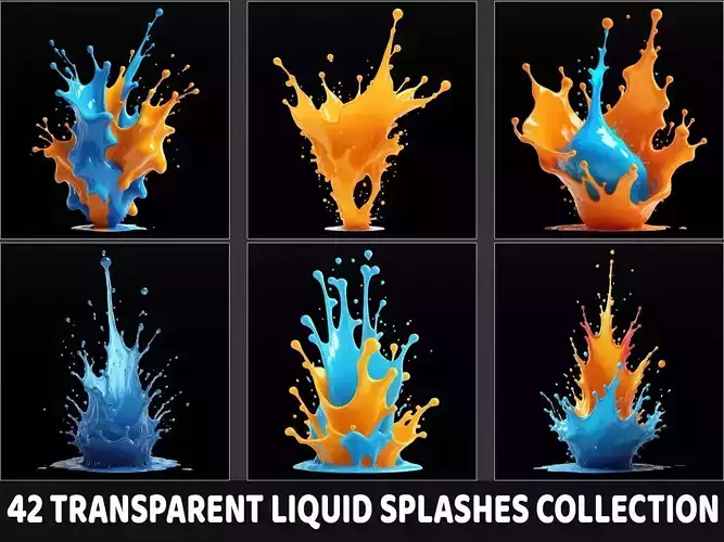 42 Liquid Fluid Splashes Collection
