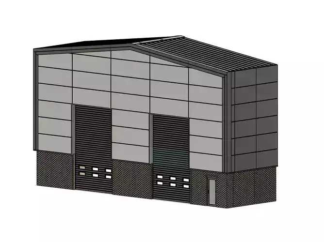 Model Railway Low Relief Industrial Building 2 Front 3D print model