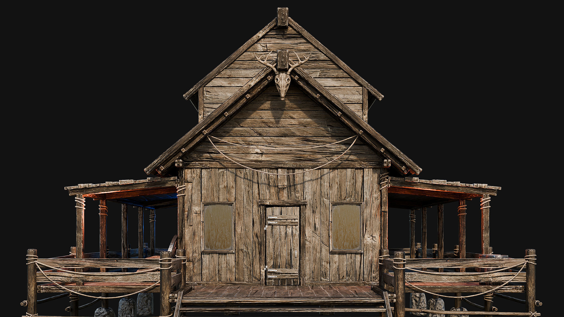 LAKE HOUSE 1 with INTERIORS 4K Low-poly 3D model_30