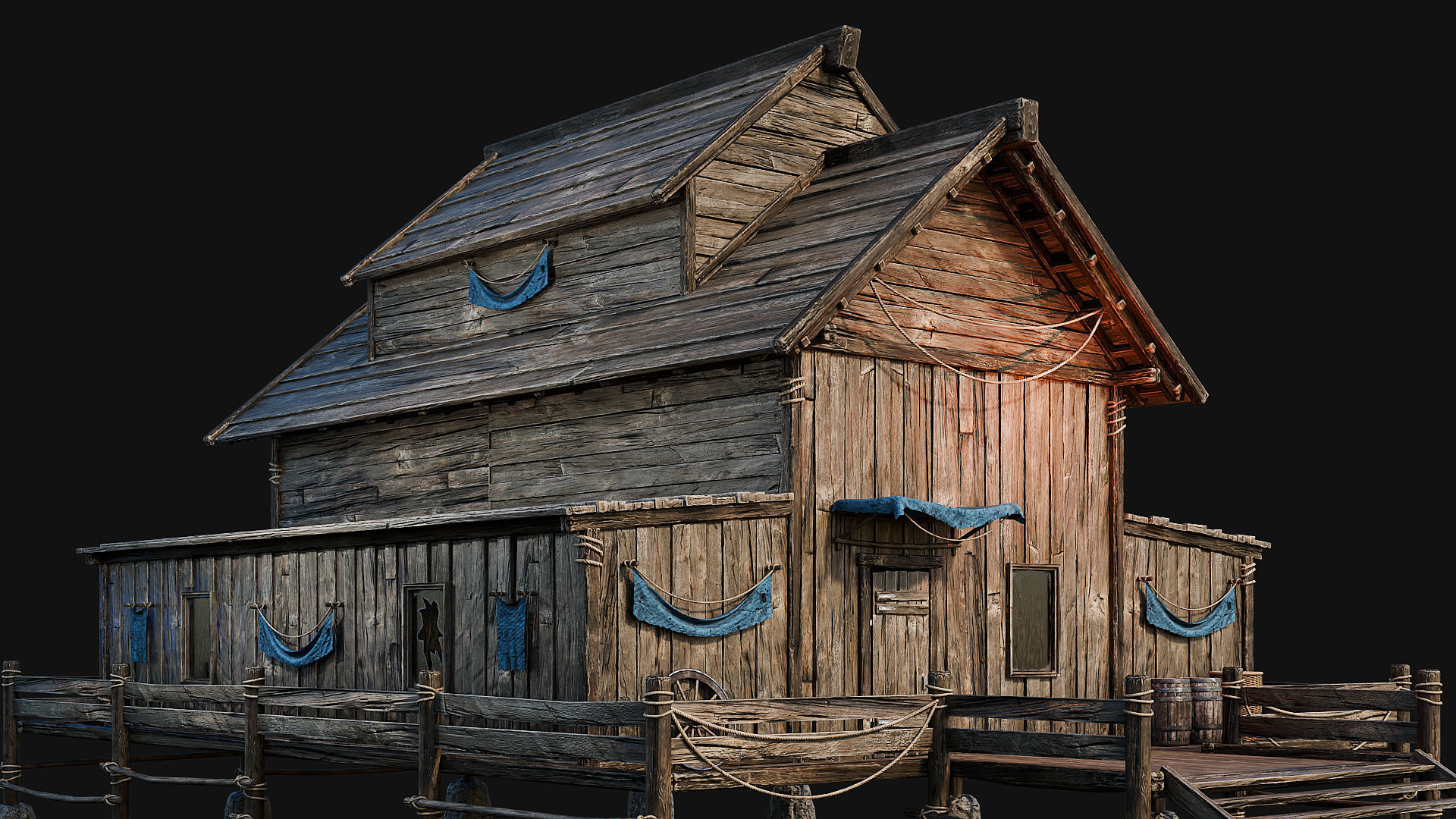 LAKE HOUSE 1 with INTERIORS 4K Low-poly 3D model_65