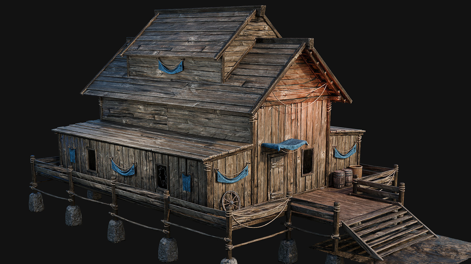 LAKE HOUSE 1 with INTERIORS 4K Low-poly 3D model_67